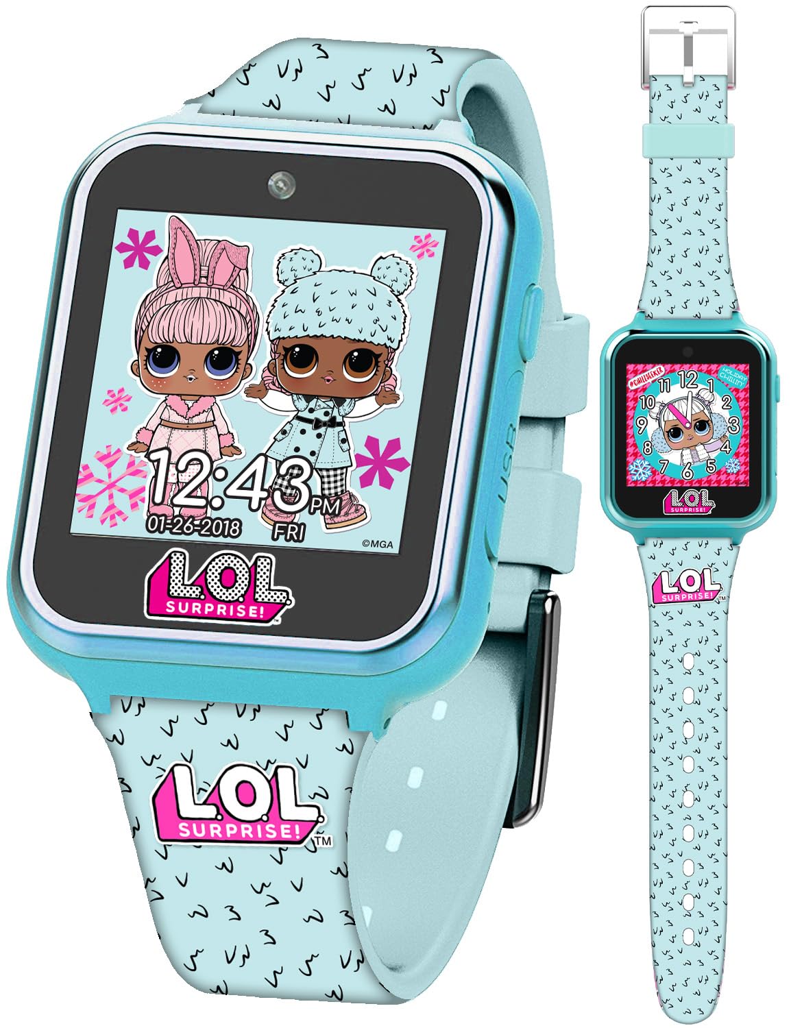 Accutime Kids Lol Surprise Light Blue Educational Touchscreen Smart Watch Toy For Girls, Boys, Toddlers - Selfie Cam, Learning Games, Alarm, Calculator, Pedometer & More (Model: Lol4299Az)