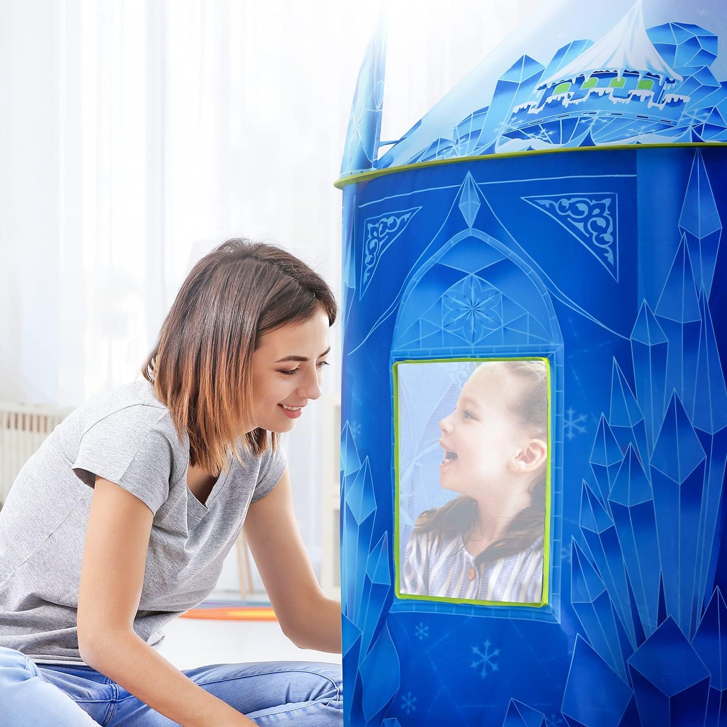 Hamdol Princess Play Tent, Frozen Toy For Girls, Ice Castle Kids Tent Indoor And Outdoor, Large Imaginative Playhouse 51' X 40' With Carrying Bag For 1 2 3 4 5 6 7 8 9 Years Old Girls Gift