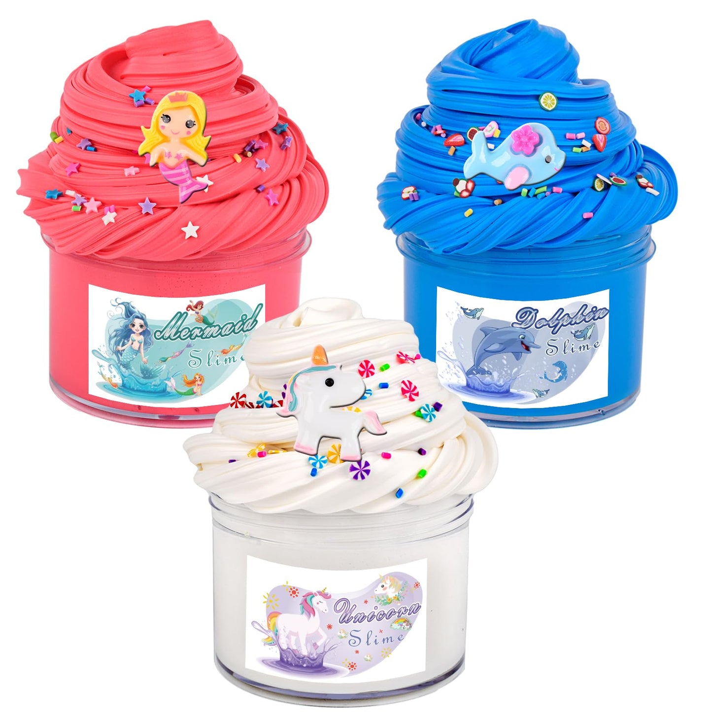 Unicorn Butter Slime,3 Pack Large-Capacity Slime, Slime Party Favors, Soft, Non-Sticky, Premium Diy Scented Slime For Boys Girls