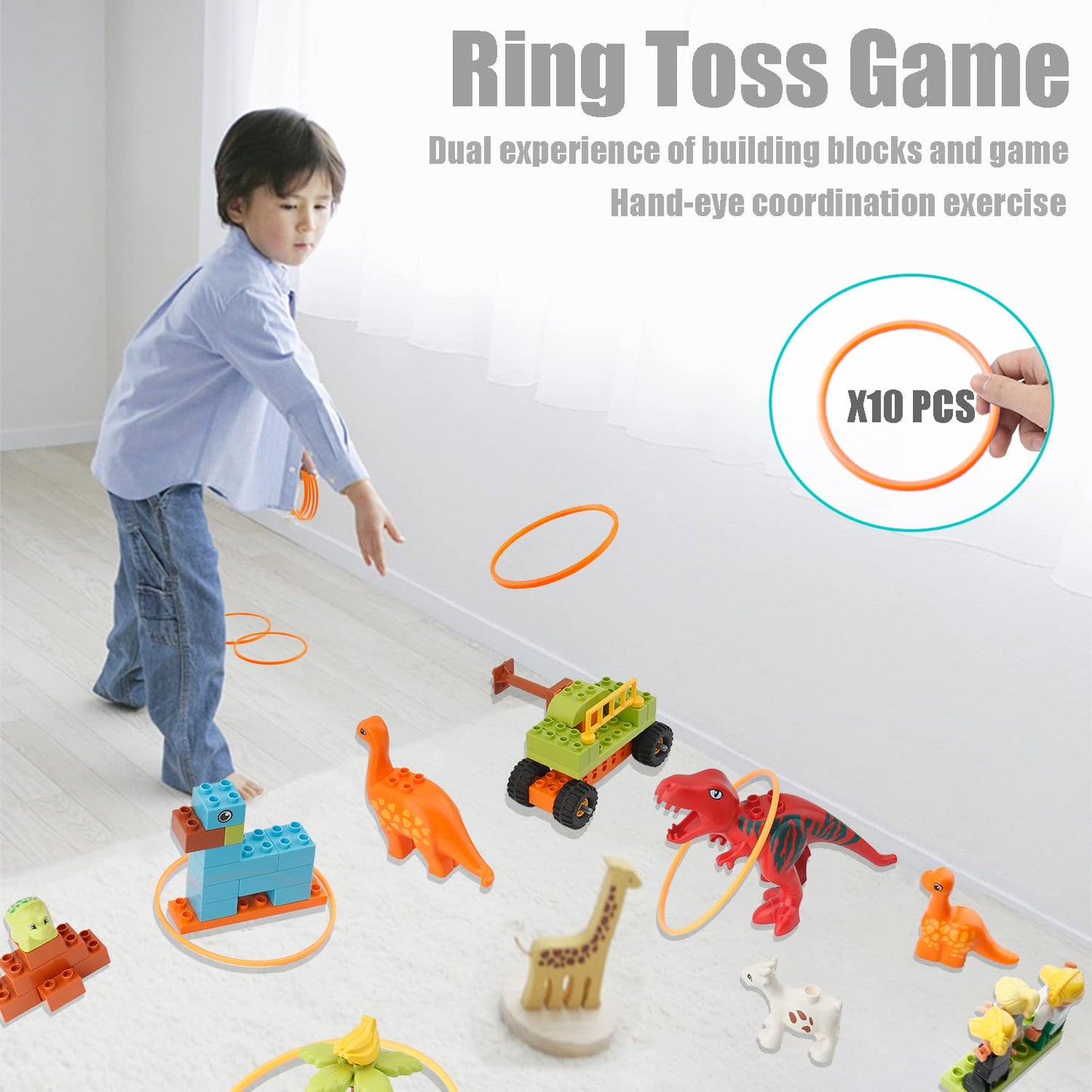Anpcso Kids Toys For 2 3 4 5 6 7+ Year Old Boys Toddlers Classic Brick Set, Dinosaurs, Car, Figures, Build, Learn And Play, Educational Interactive Creative Diy Toy Compatible With All Major Brands