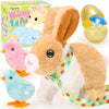 Tagitary Plush Easter Bunny Toys For Kids,Hopping Interactive Rabbit With Leash,Golden Egg,And Wind Up Toys,That Making Sounds,W
