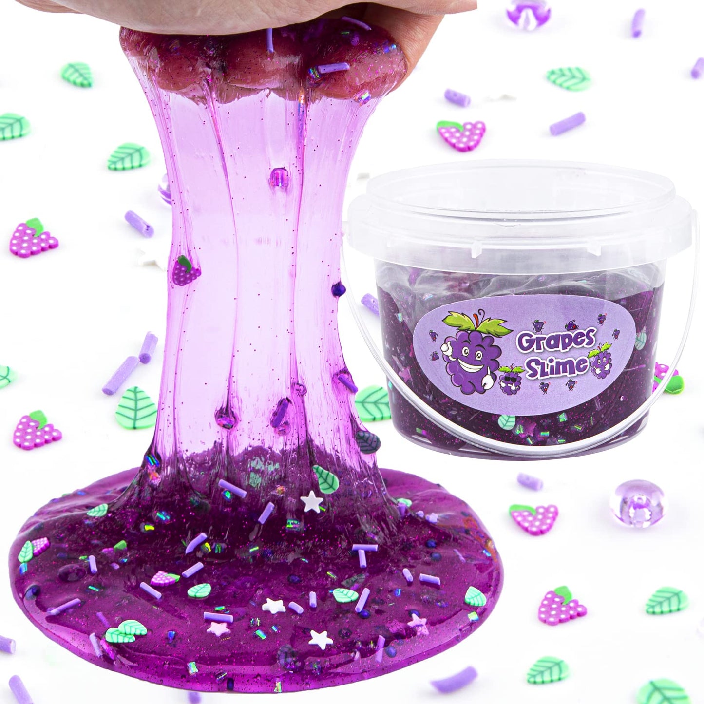 Clear Slime For Kids, Purple Grape Slime Kit For Girls And Boys Age 8-12, Crunchy Slime With Jelly Cubes, Non Stick Slime With 8 Packs Slime Add Ins, Kids Party Favors, Birthday Christmas Easter Gifts