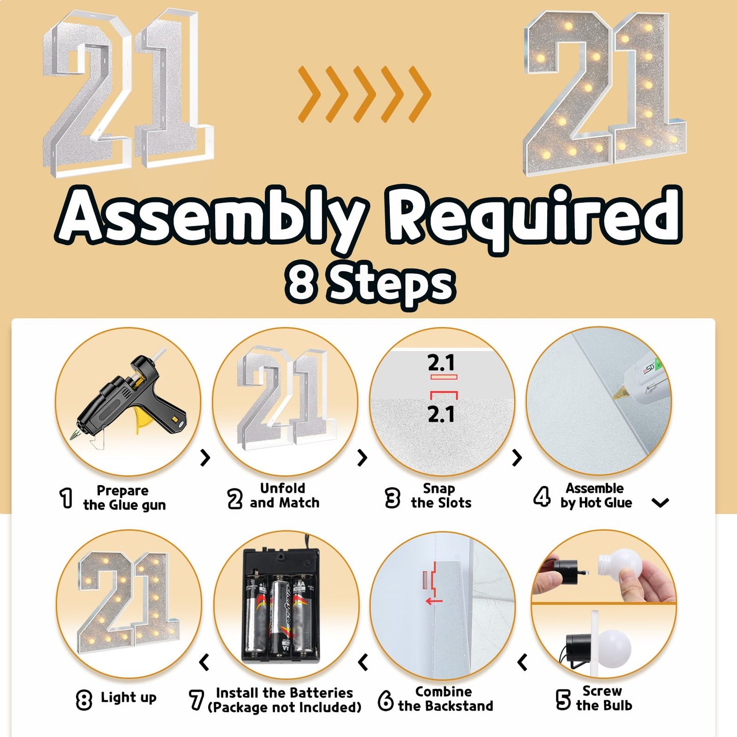 Imprsv 3Ft Silver 21St-Birthday Decorations Numbers: 21St Birthday Party Anniversary Decorations Large Light Up Numbers 21 For H