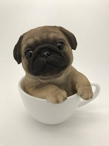 Pacific Giftware Adorable Teacup Pet Pals Puppy Collectible Figurine 5.75 Inches (Pug)