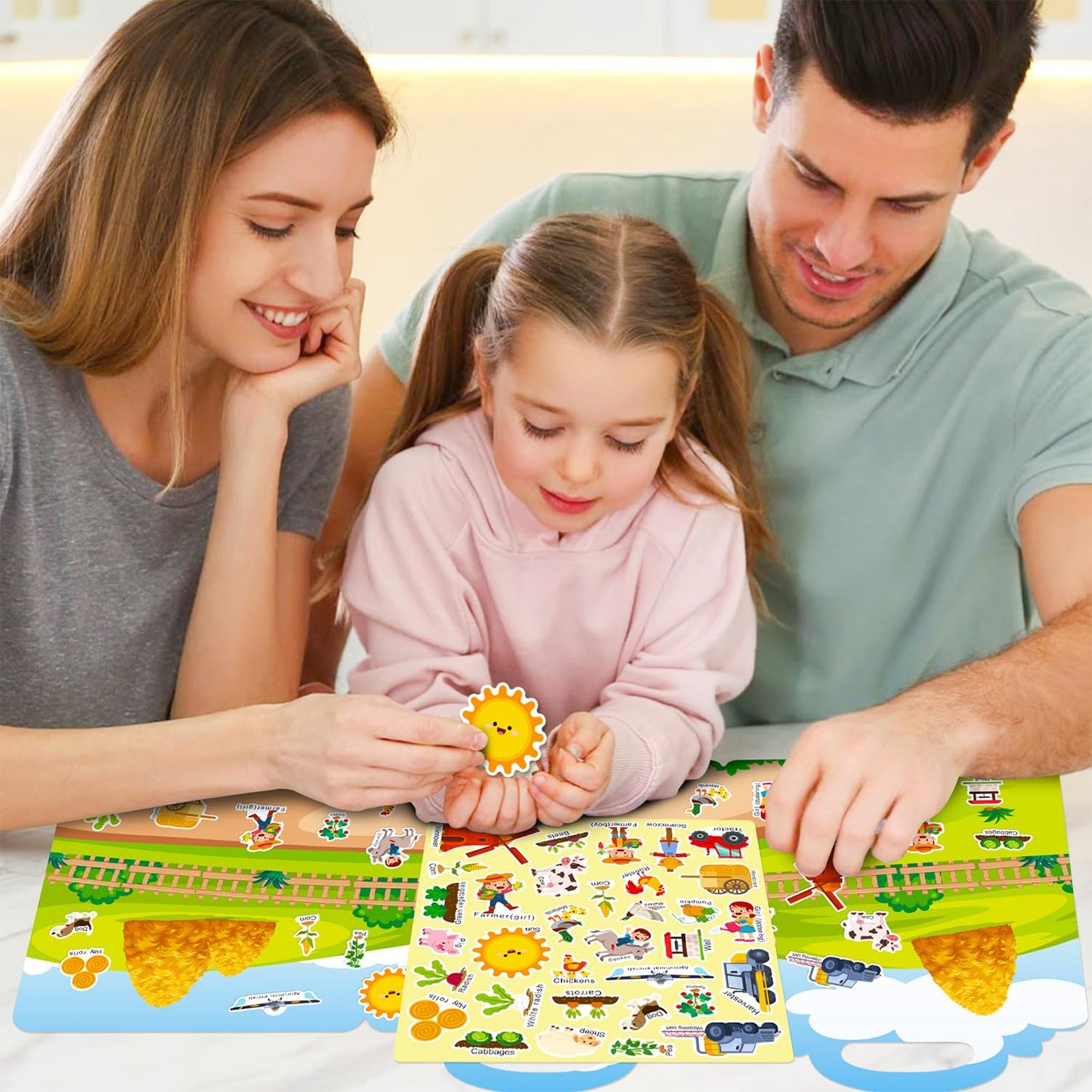 Reusable Sticker Books For Toddlers 2-4 Years, Sticker Books For Kids 1-3, Birthday Gifts For Kids Toddler Boys Girls Travel Toys (Farm)