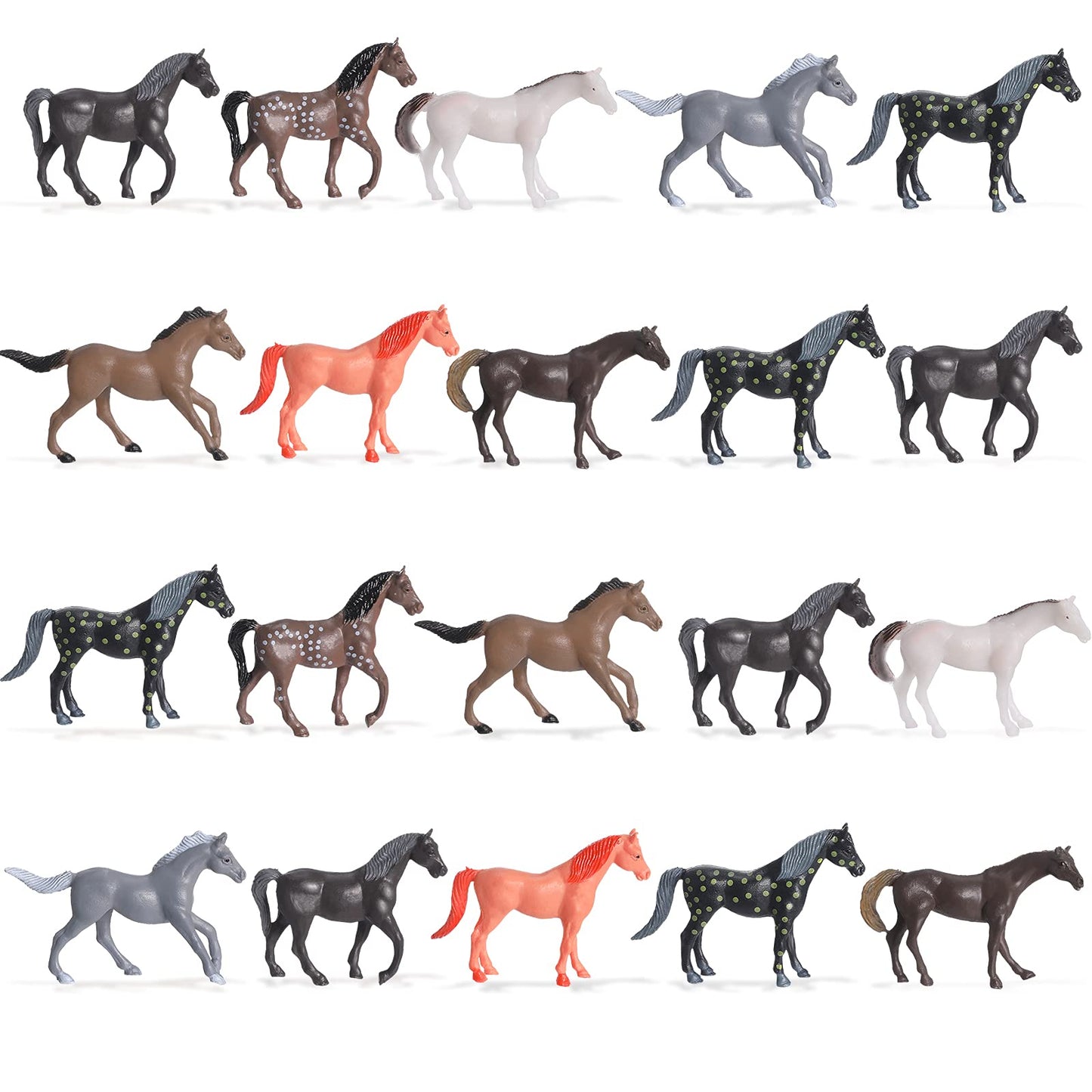 Skylety 20 Pieces Plastic Small Toy Horse Figurines Bulk Mini Horse Figurines Party Favor Decorations Realistic Model Toy For Girls Boys