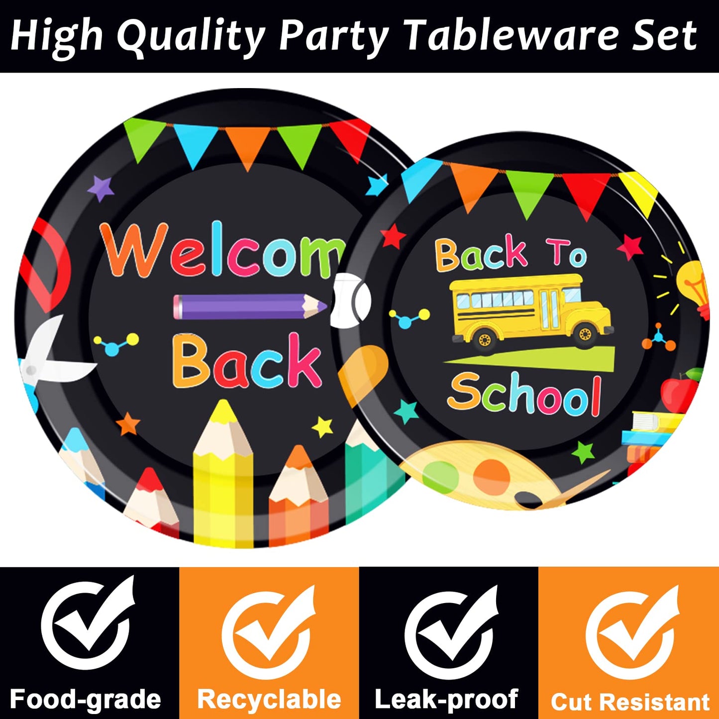 96 Pcs Back To School Party Plates And Napkins Party Supplies School Season Tableware Set Back To School Party Decorations Favor