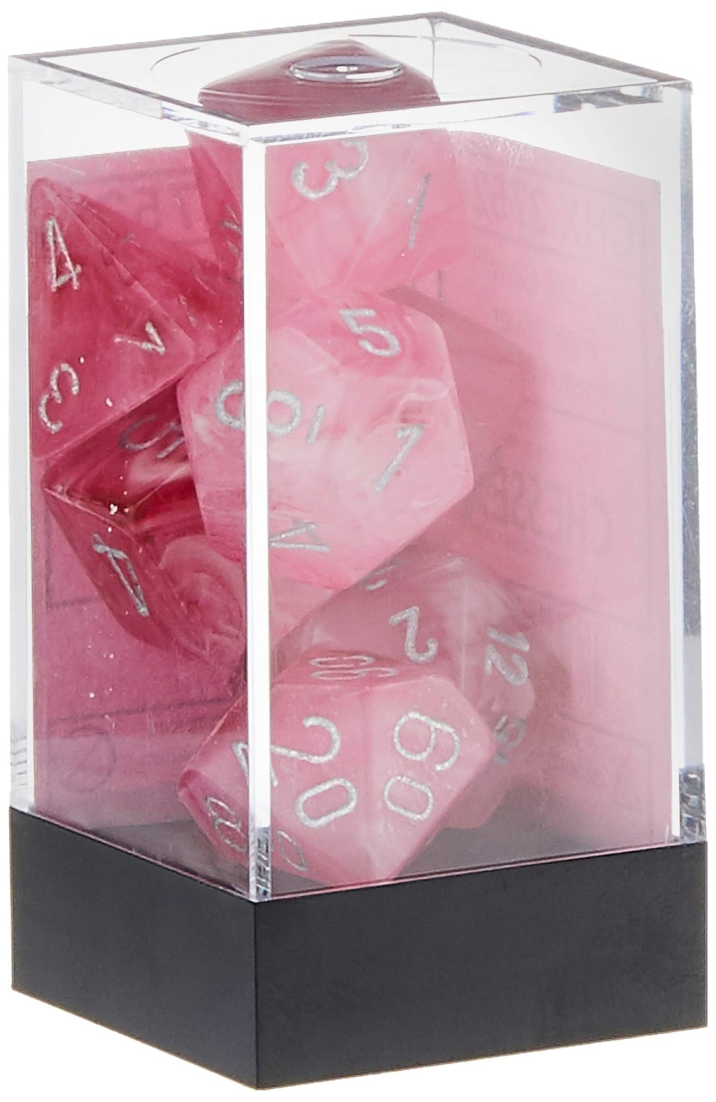 Chessex CHX27524 Dice-Ghostly Glow 7Pc Set, Pink/Silver, Large (18mm - 25mm)