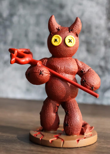 Ebros Day Of The Dead Pinheadz Monster With Voodoo Stitches Figurine Halloween Collectible Toy Fantasy Mythical Beings Undead Apocalypse Horror (Devil With Pitchfork)