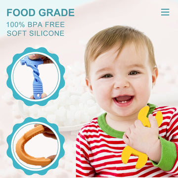 SJDSND Baby Teething Toys - Silicone Hammer Wrench Shape for 0-12 Months, Safe Chew Toys for Boys & Girls