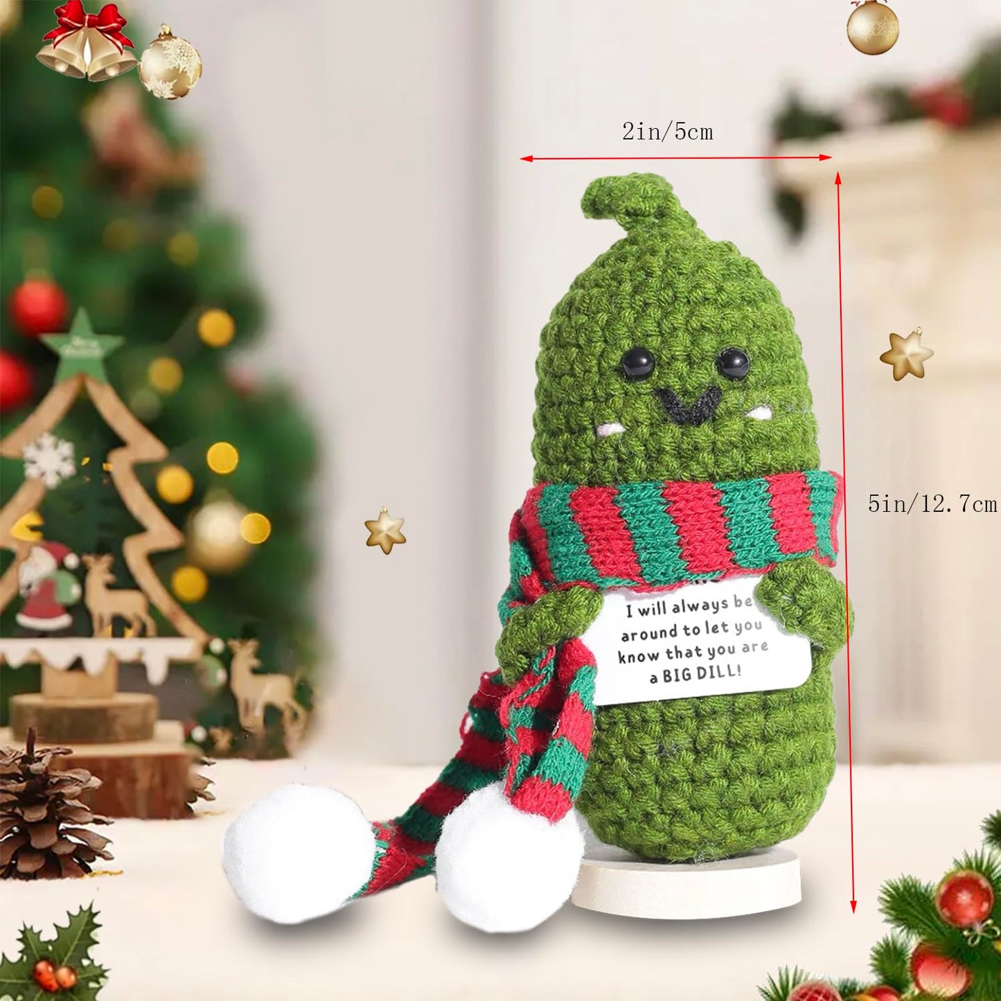 Ruifengsheng Emotional Support Pickle, Handmade Emotional Pickled Cucumber Gift With Positive Card Creative Cute Wool Inspiratio