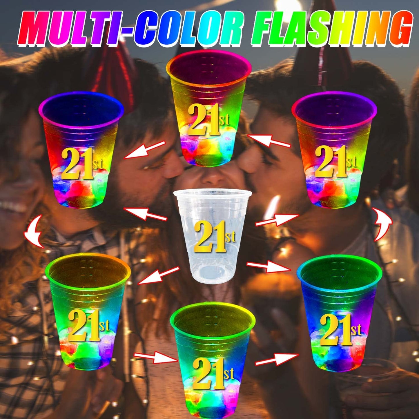 Mishunyus 24 Pcs Glowing 21St Birthday Him, Happy 21St Cups, Birthday Decorations Black, Gold Cheer To 21 Years, For Finally Leg