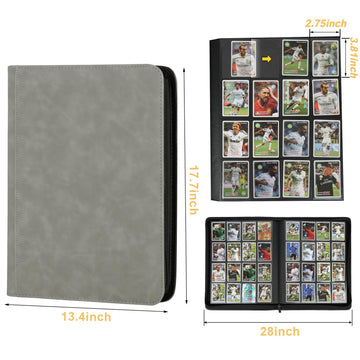 Trading Card Binder 16 Pocket GERMUN PU Cover Card Binder for 1000+ Cards enhanced Trading Card Holder Folders Double Sided Pocket Card Album for MTG TCG (Marble Grey)