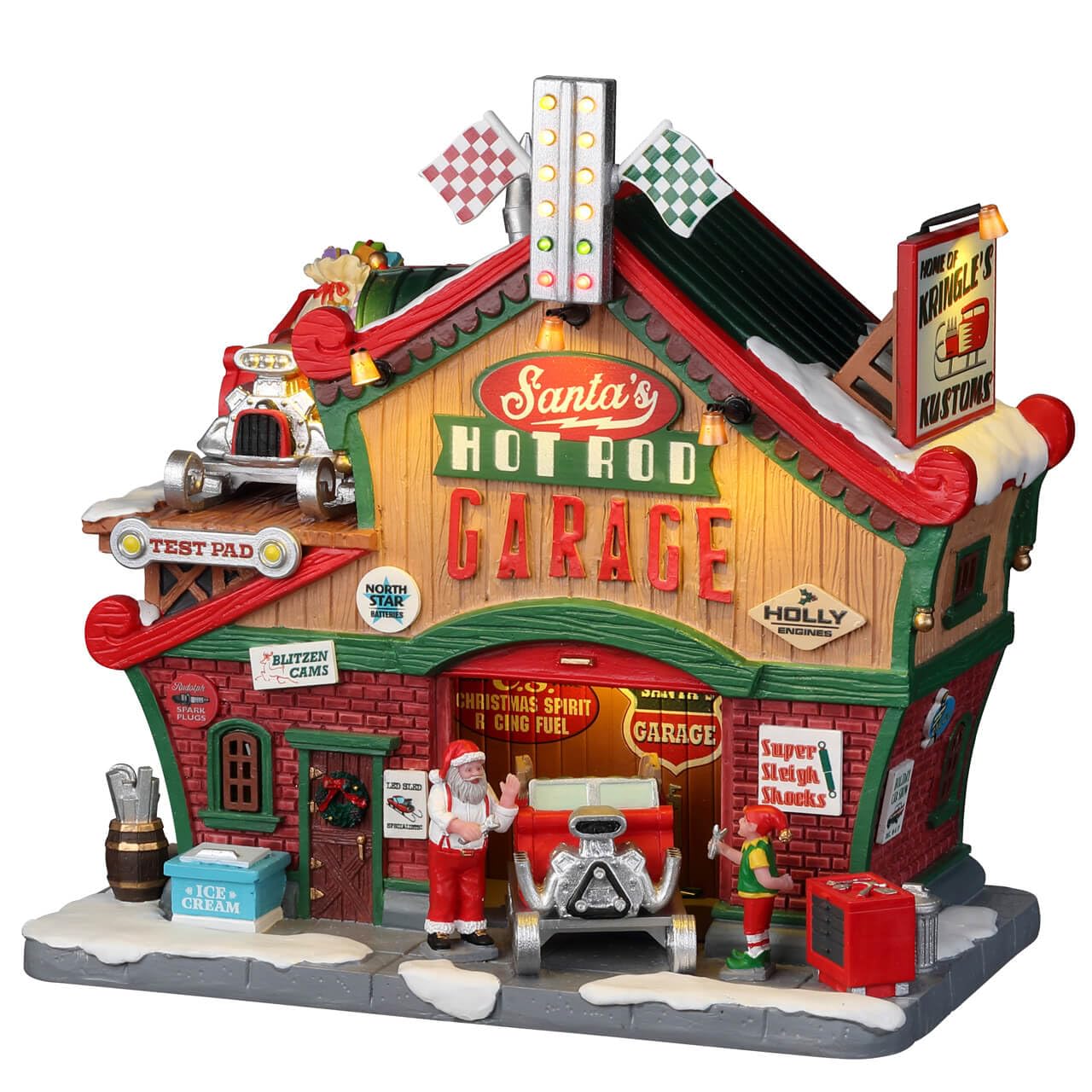Lemax Santa'S Hot Rod Garage, With 4.5V Adaptor #25863