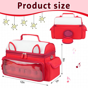 Jaffzora Carrying Case Compatible with Toniebox 2 & 1 Starter Set Cute Storage Bag Fits for Tonies Figures Characters Tonies Headphones & Accessories Red(Bag Only)