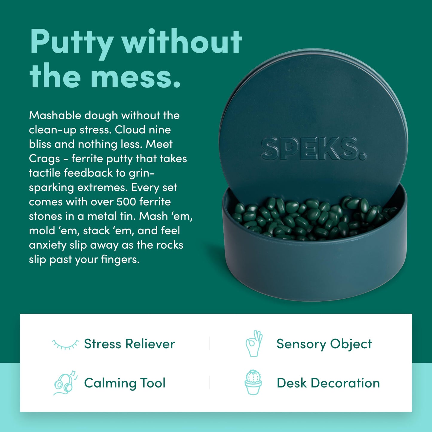 Speks Crags Ferrite Putty, Over 500 Ferrite Stones In A Metal Tin, Seriously Satisfying Fidget Toys For Adults And Desk Toys For