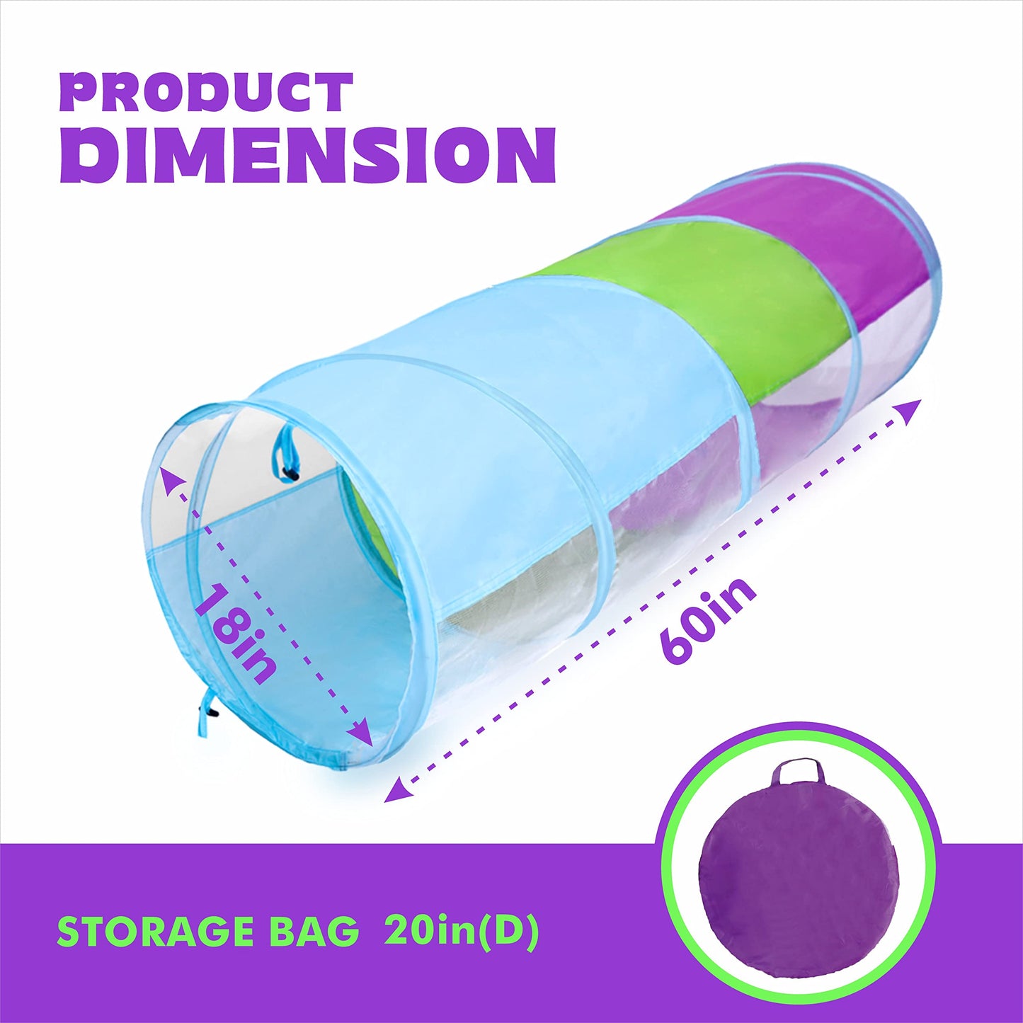 Kids Play Tunnel For Toddlers 1-3, Tunnels For Kids To Crawl Through Indoor Outdoor Pop Up Play Tent For Toddler Babies Children