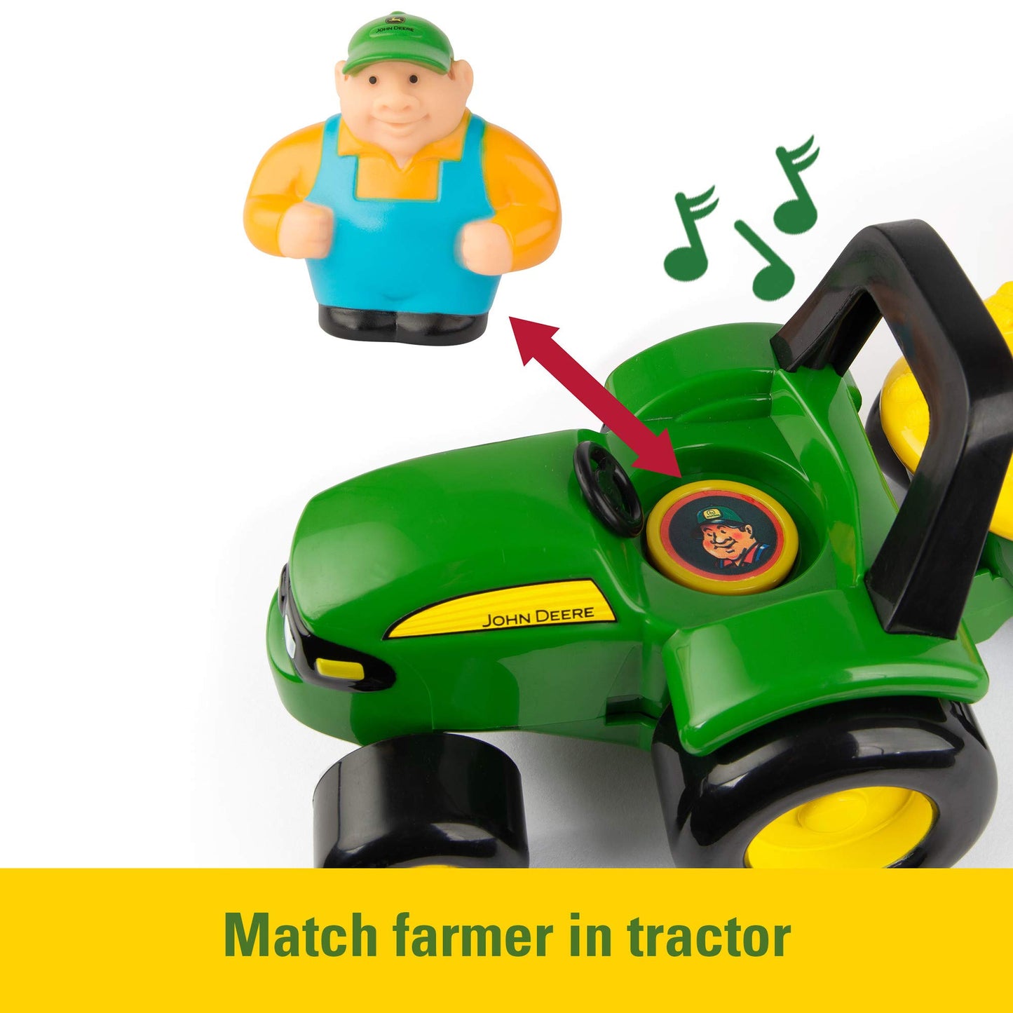 TOMY John Deere Musical Hayride Tractor Toy with Farmer & 4 Animals, Green, Ages 12 Months+, Model 34908VBAZ