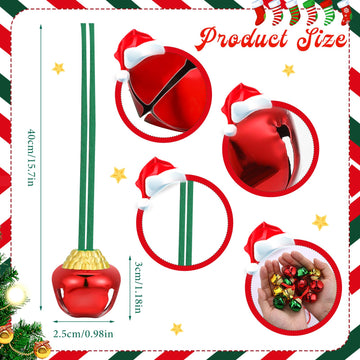 12 Pieces Christmas Bell Necklaces Large Gold Red Green Christmas Bell Necklaces for Craft Holiday Party Supplies (Gold, Red, Gr