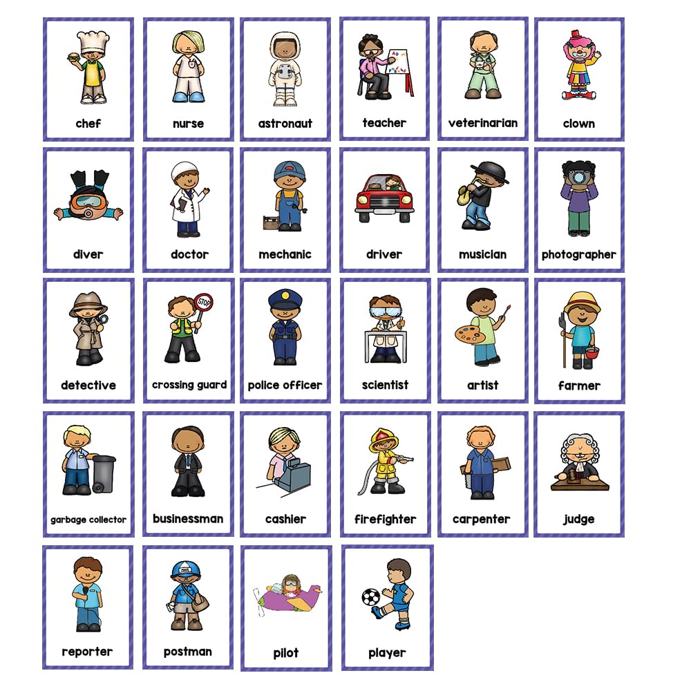Lachilly Occupations English Words Learning Flashcards, High Frequency Words, Beginning Reading, Kindergarten Esl Teaching Mater