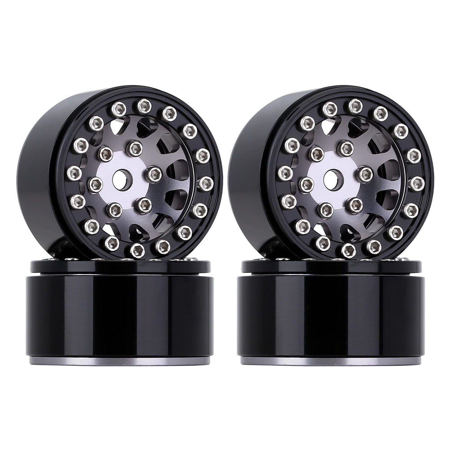 Injora 1.0 Wheel Rims Rc Metal Beadlock Wheels Rims For All 1/24 Scale Axial Scx24 Deadbolt Rc Crawler Car Upgrades Accessories(