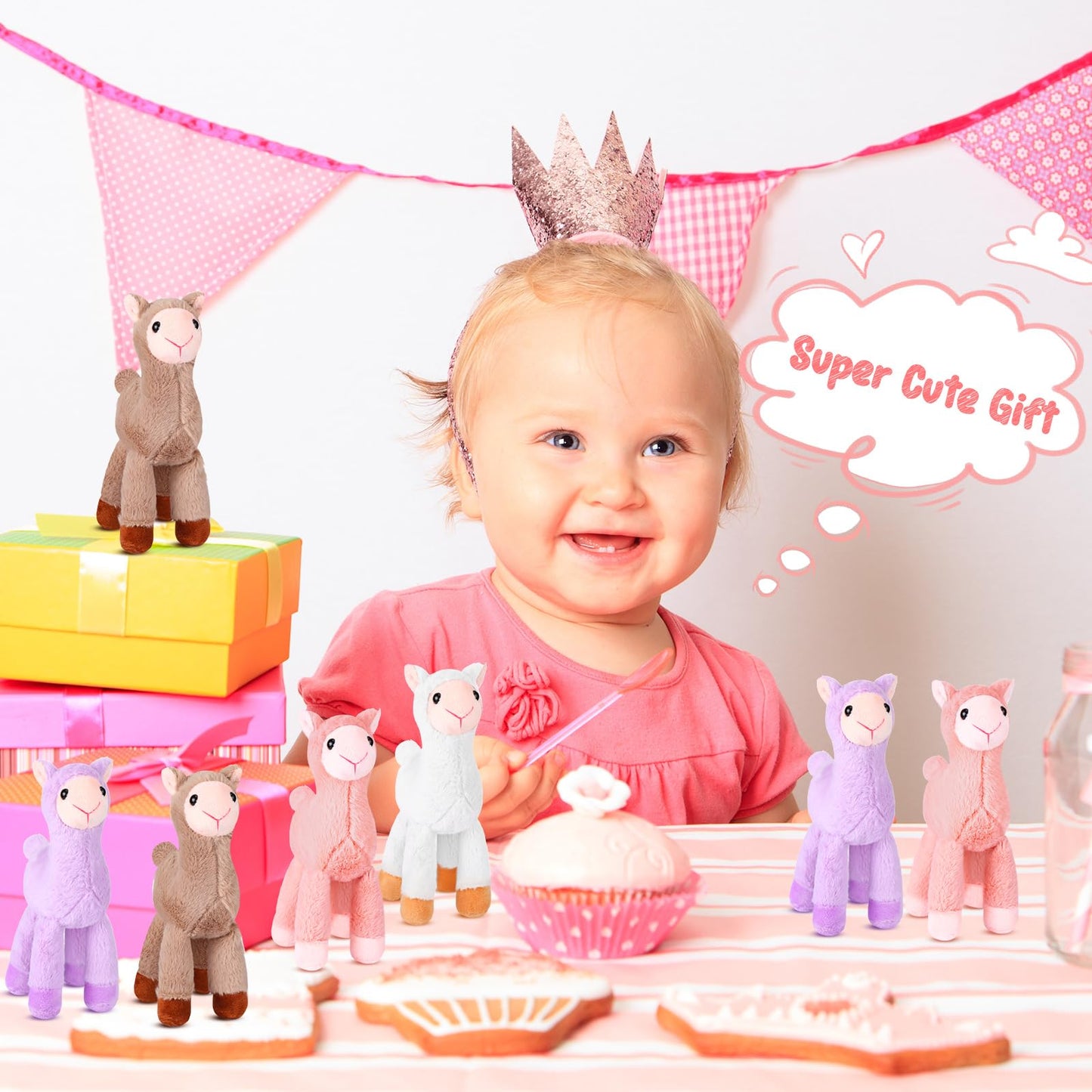 Wettarn 24 Pcs 7.87 Inch Mini Llama Stuffed Animal Alpaca Plush Llama Plush Alpaca Stuffed Animal Doll Toys For Birthday Party G