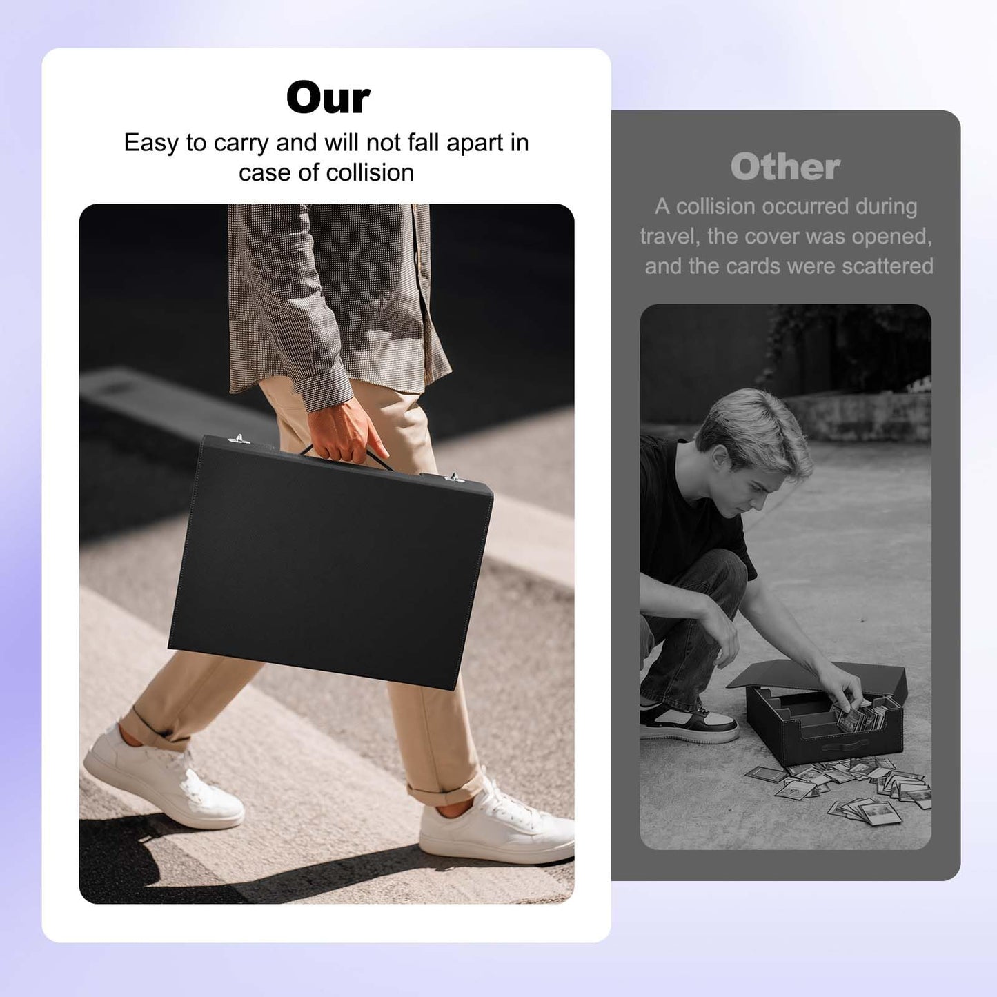 UAONO Trading Card Storage Box with Commander Display, 5 Row Magic Card Box with Handle & Aluminum Alloy Locking for 3900+ Unsle