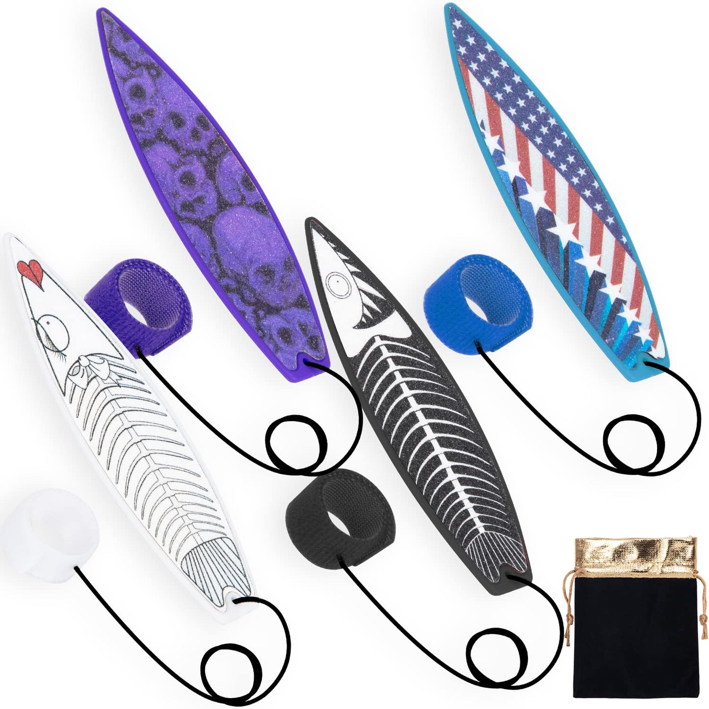 Finger Surfboard For Car Ride,La Ken Du 4Pcs Mini Surfboard For Kids-Wind Surfboard Fingerboard For Car Window (Black & White &
