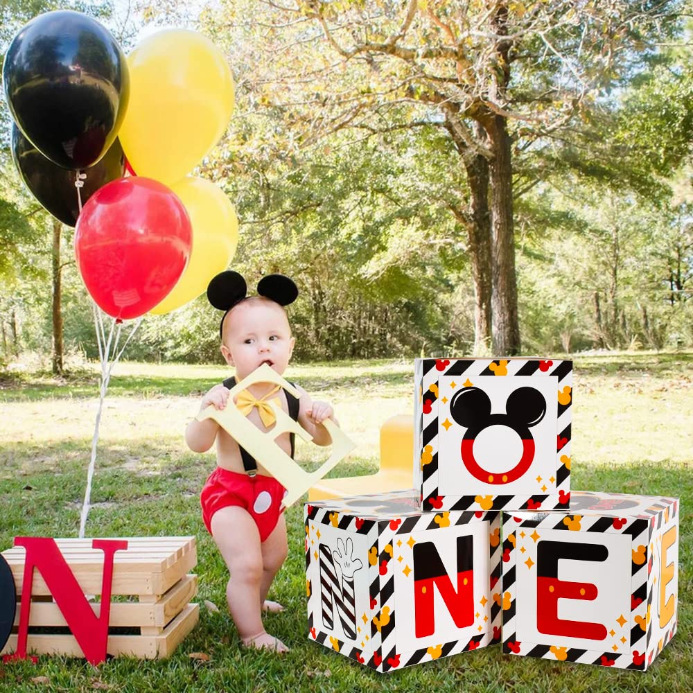 Toniful Mouse 1St Birthday Party Supplies Red Yellow Black Balloon Box With Letters
