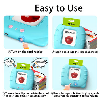 Kidzdo Spanish And English Audible Toys, Bilingual Espaol/English Talking Flash Cards With Music For Preschool,Kindergarten Todd
