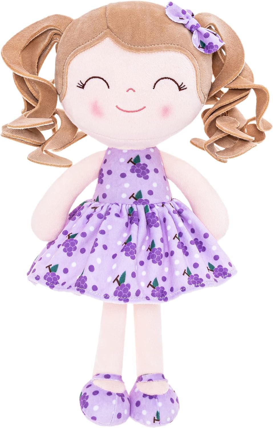 Gloveleya Baby Dolls Soft Snuggly First Baby Girl Gifts Soft Doll For Girls With Grape Printed Dress 12Inches Fruit Series