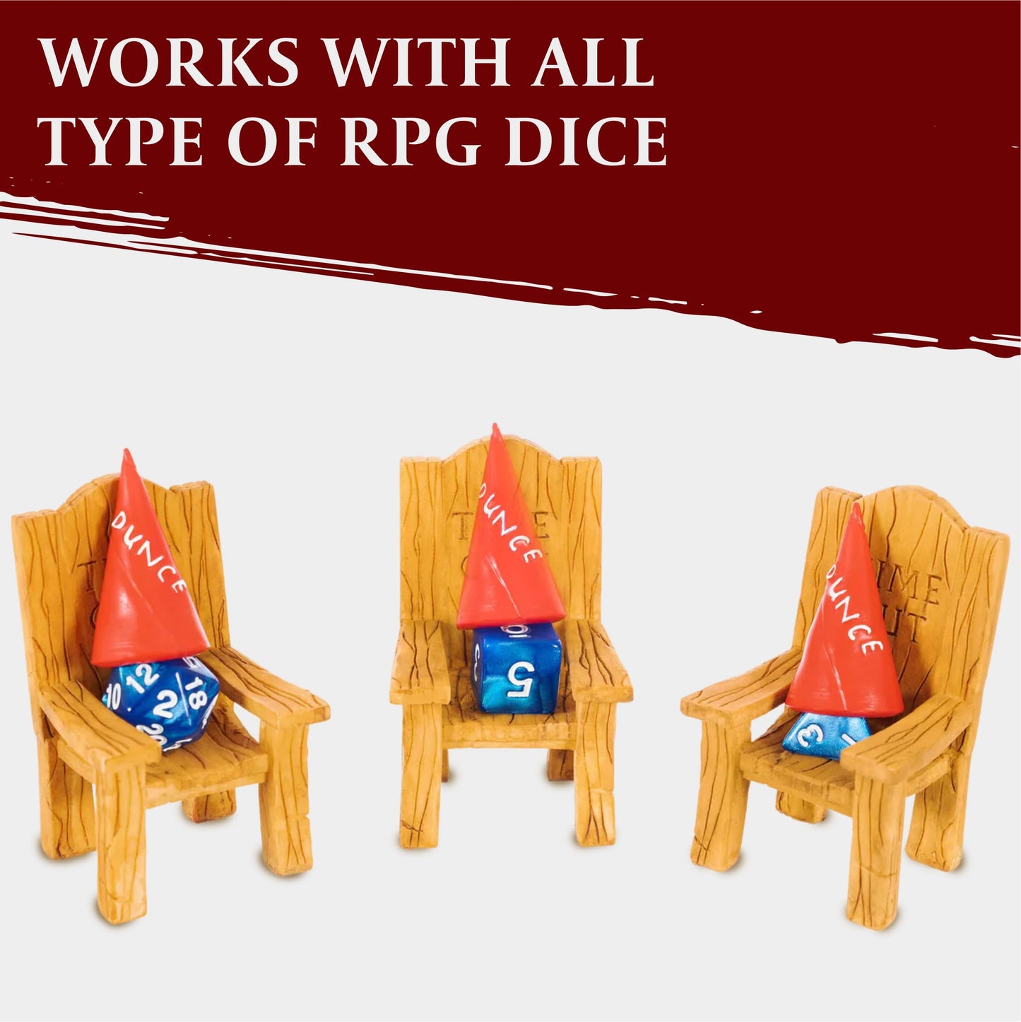 DnD Dice Jail - Time Out Chair & Dunce Hat - Punish Your Bad Dice in our Chair Of Shame - Accessories / Gift for Dungeons and Dr