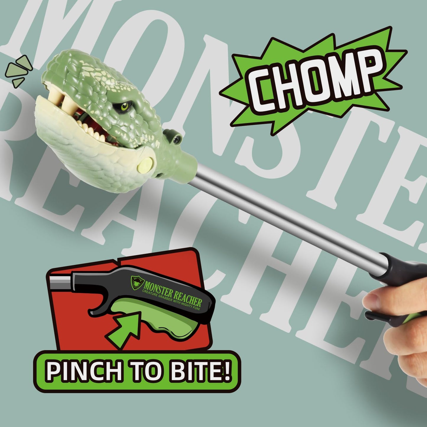 DINOBROS Snake Toy Grabber Reacher - Interactive Pick-Up Tool for Kids | 16-Inch Snake Chomper Head Design | Fun & Educational G