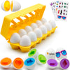 Moontoy Matching Eggs For Toddlers, 12Pcs Preschool Educational Learning Color & Shape Recognition Stem Toy- Montessori Geometri