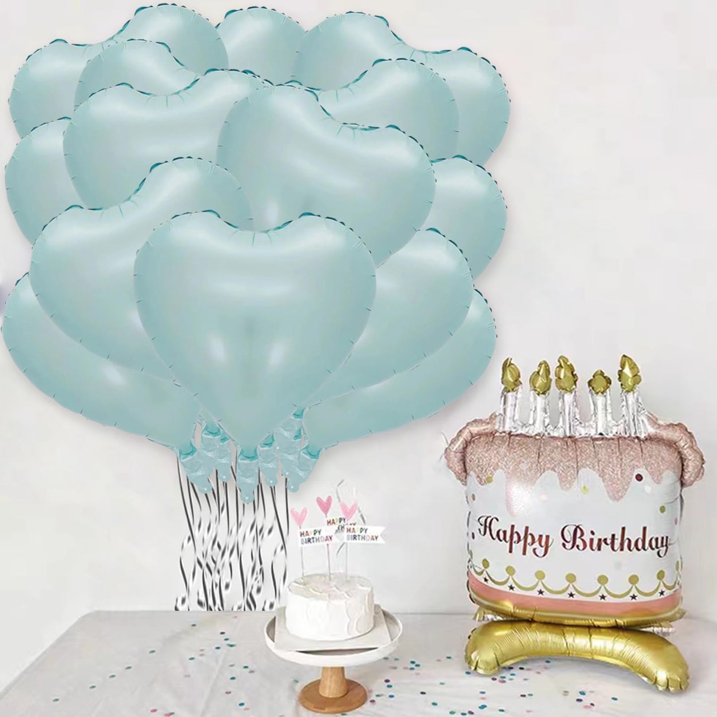 30 Pcs 18 Inch Baby Blue Heart Balloons Foil Blue Heart Shaped 18 Inch Balloons Helium Mylar Balloons Foil Balloon Baby Shower D