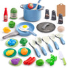 JokerKing 35Pcs Kids Kitchen Toy Accessories, Toddler Pretend Cooking Playset with Play Pots and Pans, Utensils Cookware Toys, P