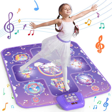 GirlsHome Dance Mat - Unicorn Electronic Pad with 5 Game Modes, LED Lights, Medium Size, Purple - Perfect Gift for Girls 3-12