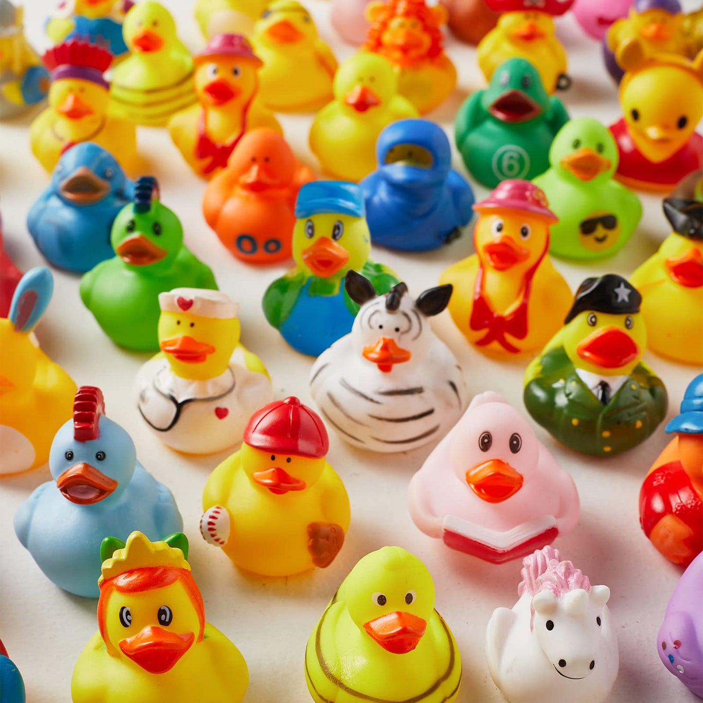 Valenlyra 100 Pack Rubber Duck For Jeeps Ducking - 2' Bulk Floater Duck For Kids - Baby Bath Toy Assortment With Bag - Party Favors, Bath Time, Birthdays, And More (100 Varieties)