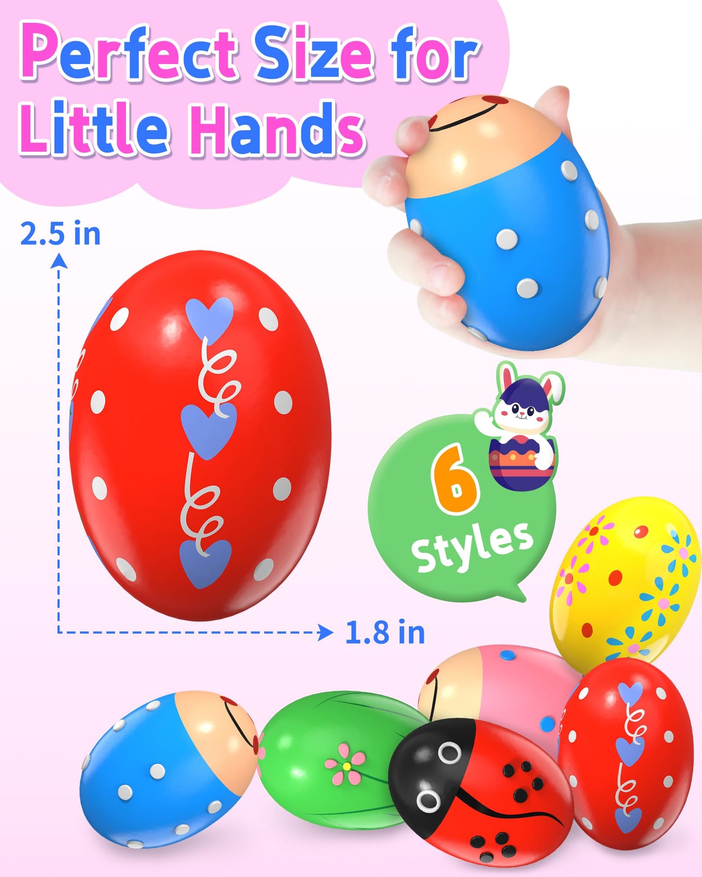 6 Pack Wooden Percussion Musical Shaker Prefilled Easter Eggs With Toys Inside Filled, Toddlers Easter Basket Stuffers Egg Fillers Montessori Toys Gifts For Kids Boys Girls Babies