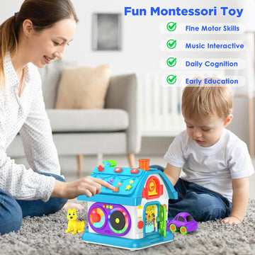 Vahome 14-in-1 Montessori Musical Educational Toy for 1 Year Old, Blue, ABS Material, Perfect First Birthday Gift for Boys and Girls