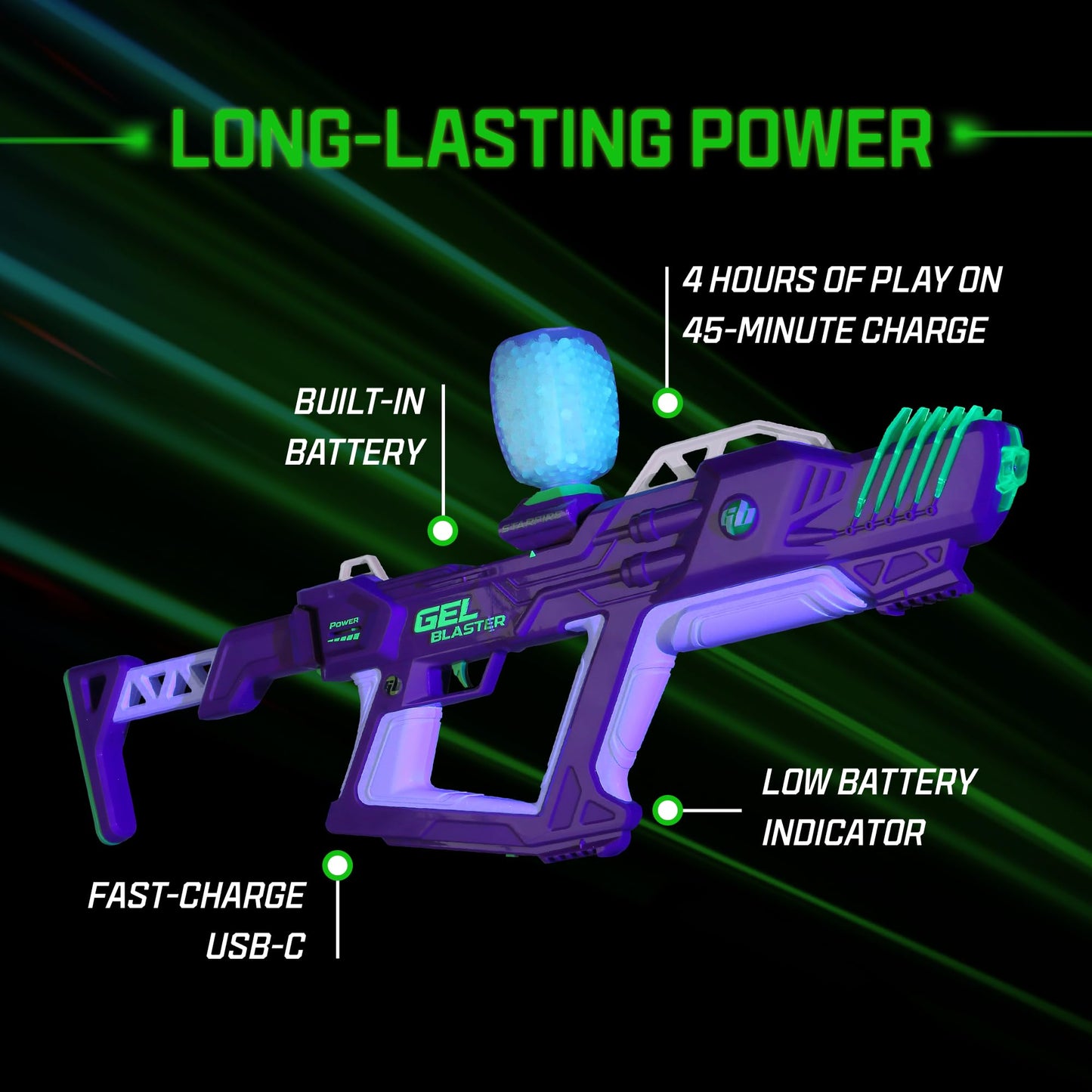 Gel Blaster Starfire XL - Glow-in-The-Dark Supersized Toy Gel Blasters with Water Based Beads - Semi, Full-Auto, Triple Burst Mo