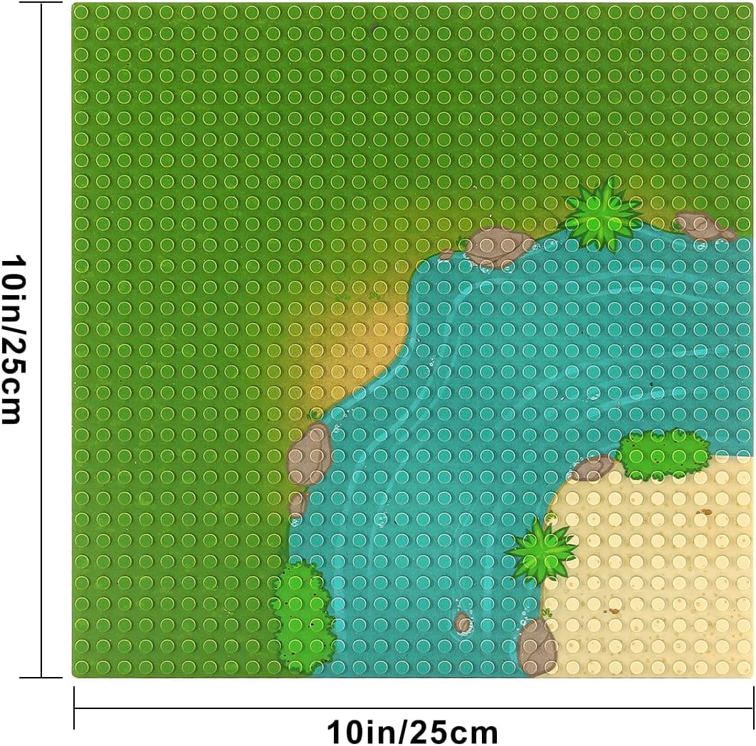 Feleph Classic Baseplate With River And Grassland Pattern Base Plates For Building Blocks 10 X 10 Inches Compatible With Major B