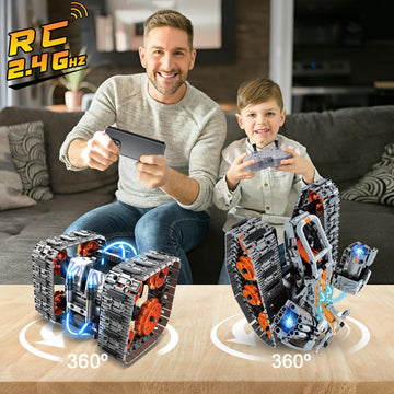 Insoon 5-In-1 Building Toys With Led Light, App & Remote Controll Building Block Set, 604 Pcs Rc Tech Rechargeable Tank Robot Sleigh Tracked Racer Toy, Gift For Kids Boys Girls Ages 6 7 8 9 10 11 12+