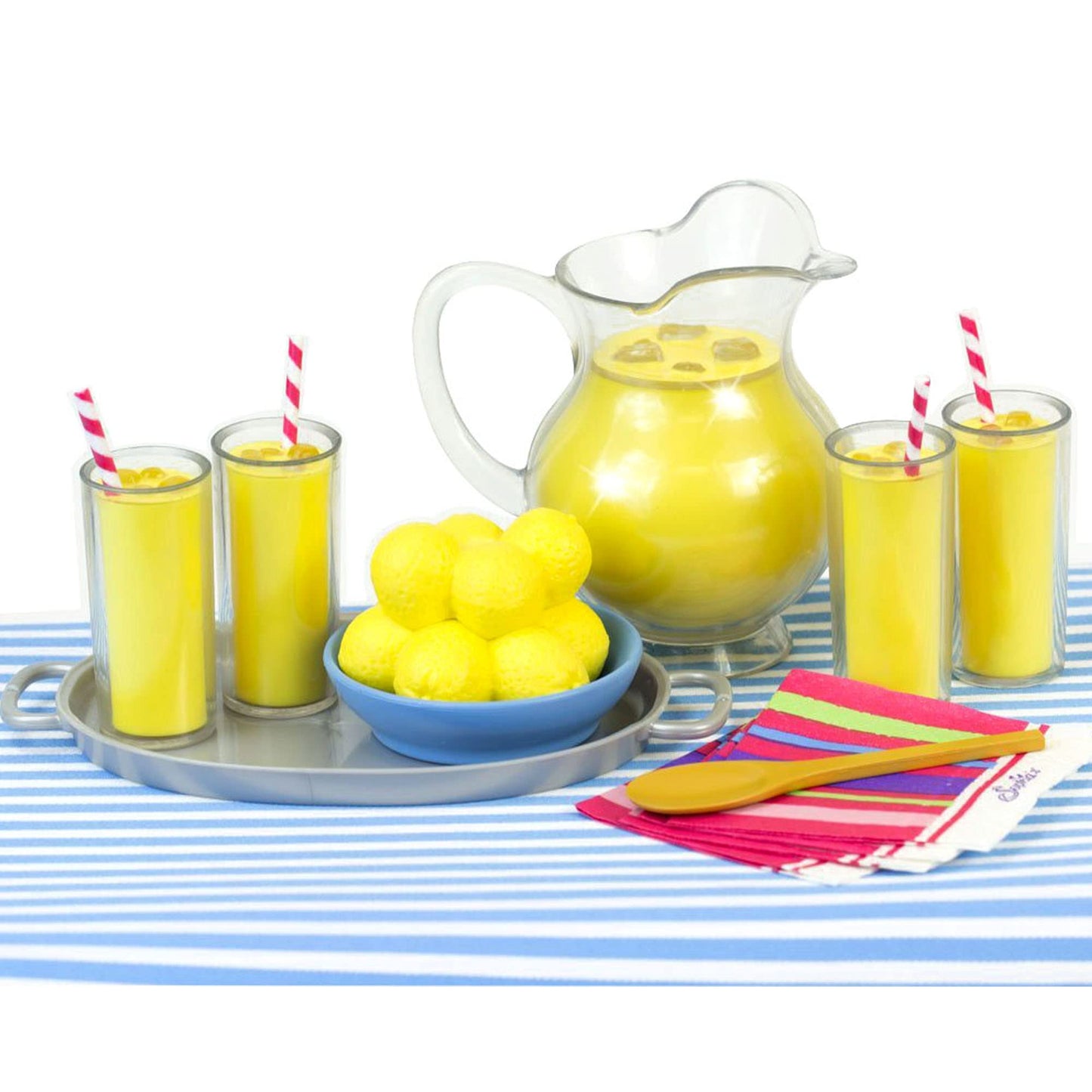 Sophia'S 18' Doll 12 Pc. Lemonade Stand Set With Doll-Sized Pitcher, Table Runner And Service For Four