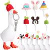 Geyoga 6 Pcs Mini Goose Outfits Hat Thanksgiving Christmas Porch Goose Knitted Hats 7 Inch with Adjustable Strap(Bunny)