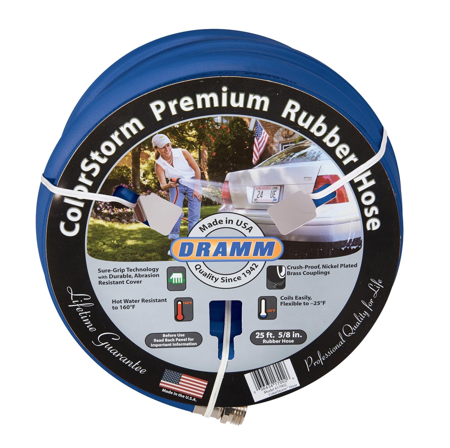 Dramm 17005 Colorstorm Rubber Garden Hose, 5/8'' X 50', Blue