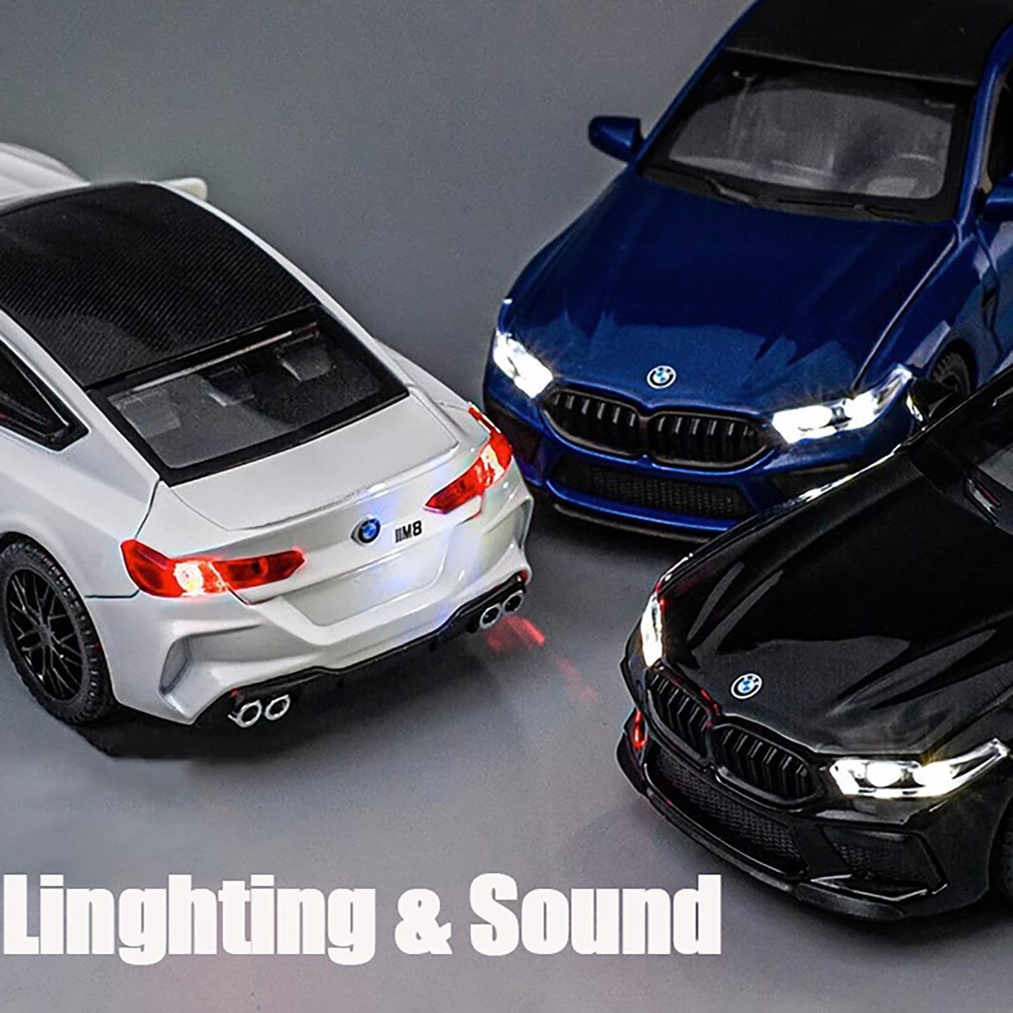 Erbadihago Toy Cars Compatible Bmw M8 Toys Car 1/32 Metal Model Car Collect Car With Light And Sound Pull Back For Boys Children