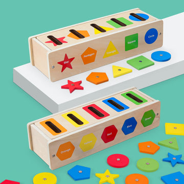 AISHUN Montessori for Toddlers Magnetic Color Shape Sorting Matching Box Early Learning Toys Wooden Educational Toy Fine Motor Skills Toys for Boys Girls (Blue)