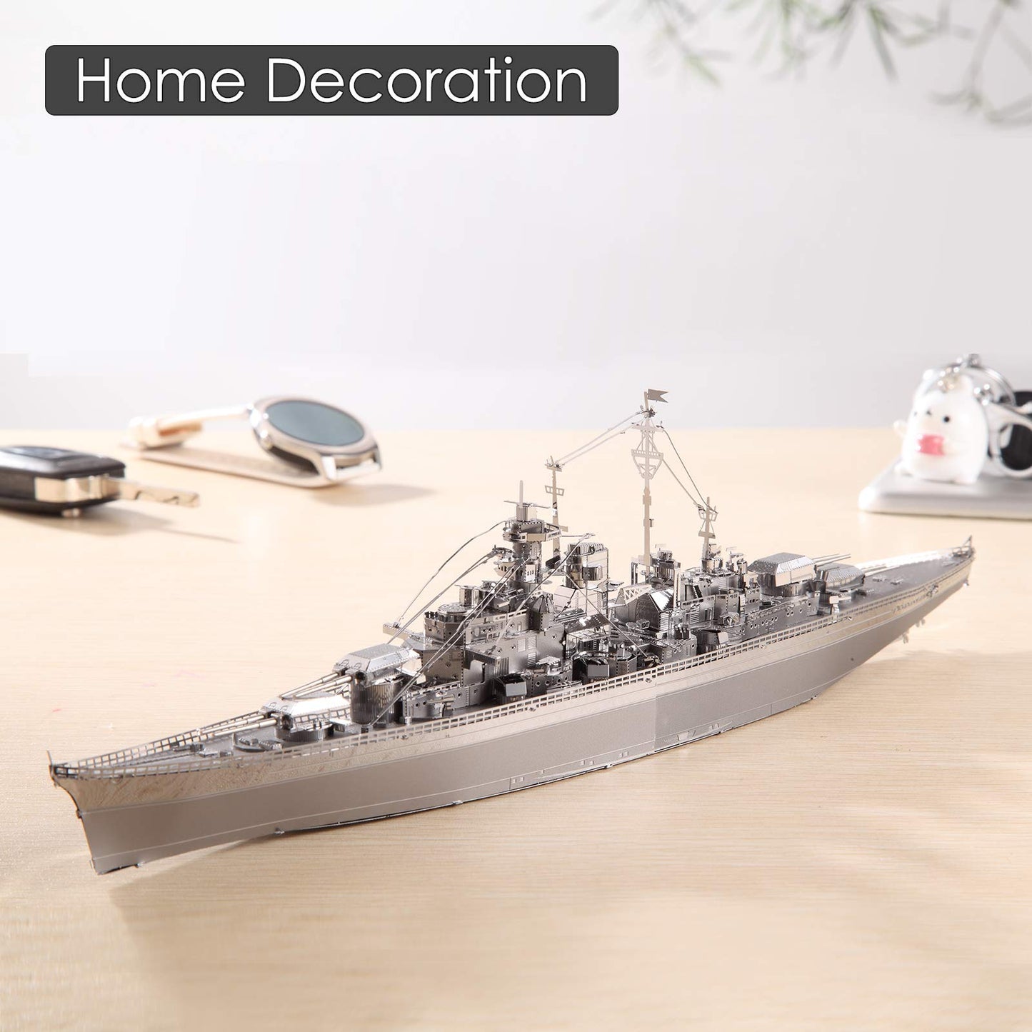 Piececool 3D Puzzles For Adults Metal Watercraft Model Kits, Bismarck Battleship 3D Model Diy Kits For Teenagers Students Stress Relief Toys, Great Birthday Gift -207 Pcs