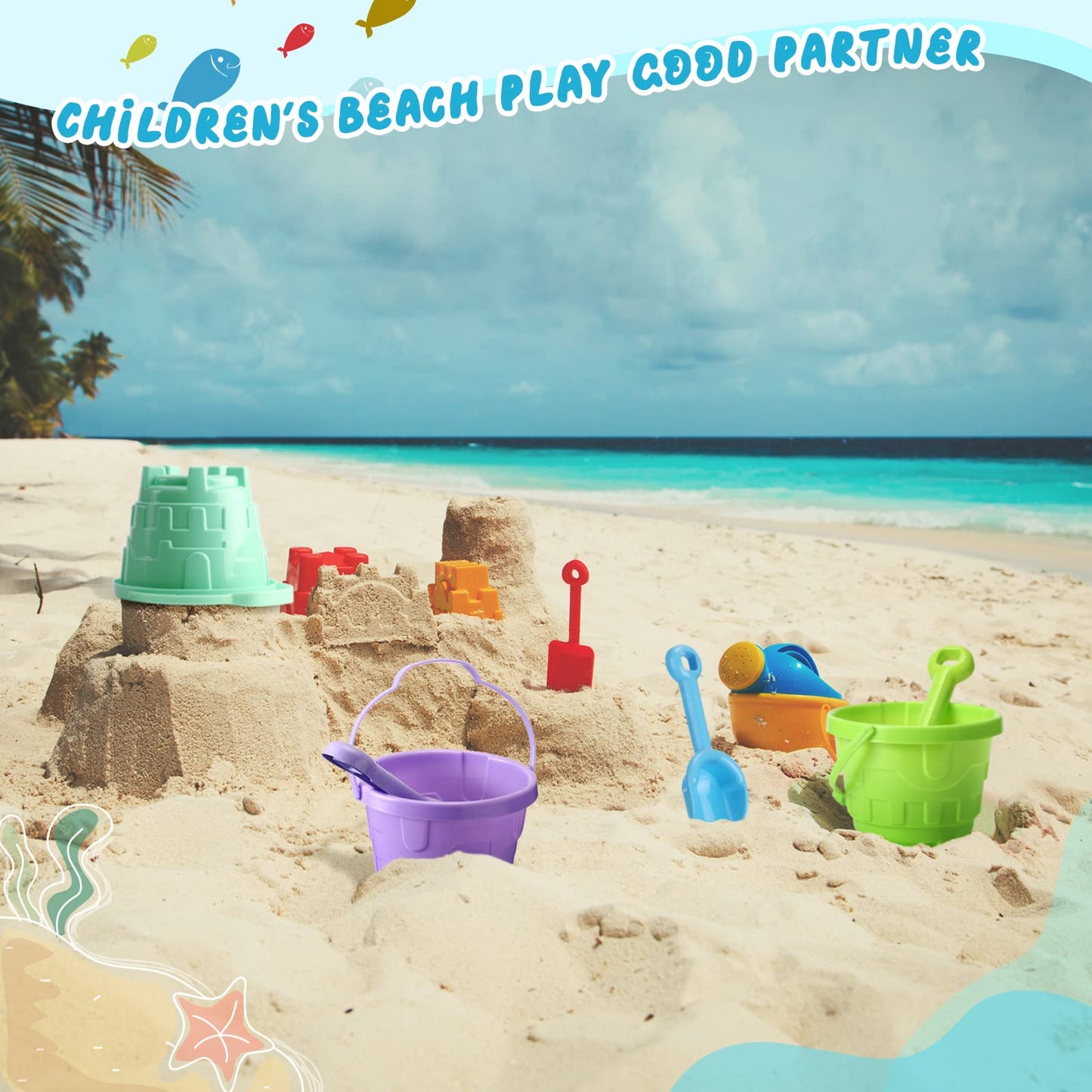 Sosation 60 Pcs Sand Buckets Bulk For Kids Easter Sand Buckets And Shovels For Kids 5.5 Inch Plastic Beach Pails Toys For Girls